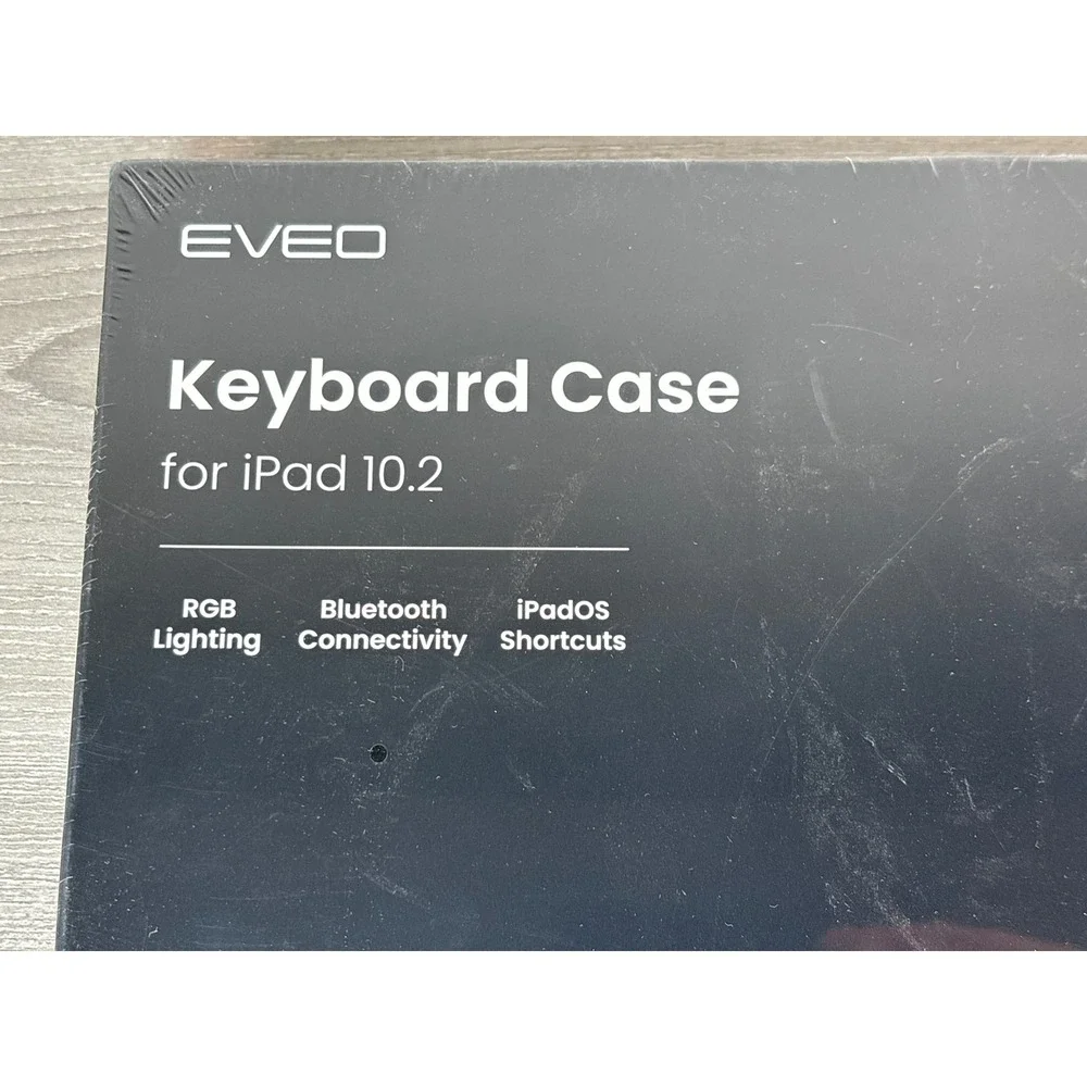 EVEO Keyboard‎ Case for iPad 10.2 RGB Lighting Bluetooth Black New Sealed